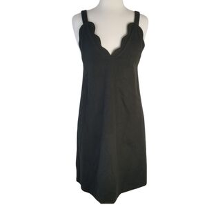 NWT Yune Ho Wool A Line Amelia Dress Olive Green Size 36/2 Olive Green Scalloped